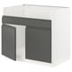 Modern grey kitchen unit, rectangular, sleek handle-less design, sturdy frame.