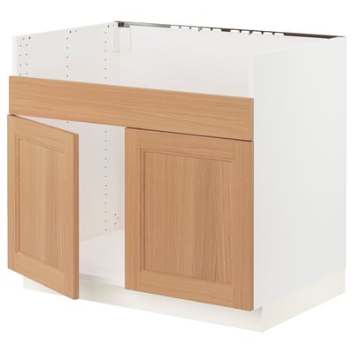 SEKTION kitchen cabinet: light wood, square, simple design, two doors & top panel.