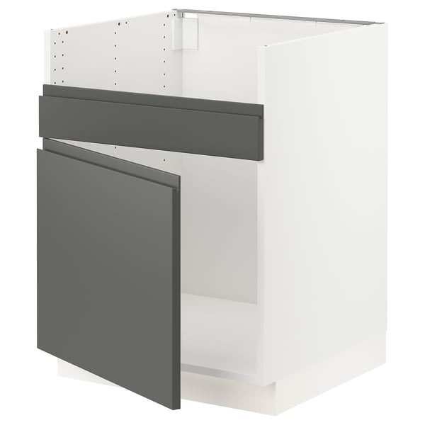 SEKTION kitchen cabinet in dark grey with sleek, handleless design featuring modern, sturdy construction.