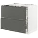 Ikea SEKTION gray kitchen cabinet with drawers.