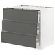 SEKTION kitchen unit, black-gray, three drawers, white frame, modern design.