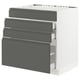 An ikea SEKTION kitchen unit with dark grey voxtorp drawers, featuring a sleek, modern design with integrated handles.
