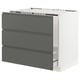 SEKTION kitchen unit, grey & white, modern minimalist design, three drawers, sleek integrated handles.