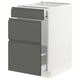 Ikea SEKTION grey kitchen cabinet with drawers.