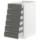 Modern grey SEKTION kitchen unit with 7 dark drawers, white sides.