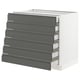 Grey kitchen unit with 7 drawers