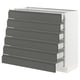 SEKTION kitchen cabinet in dark grey with multiple drawers, sleek modern design, smooth drawer fronts.
