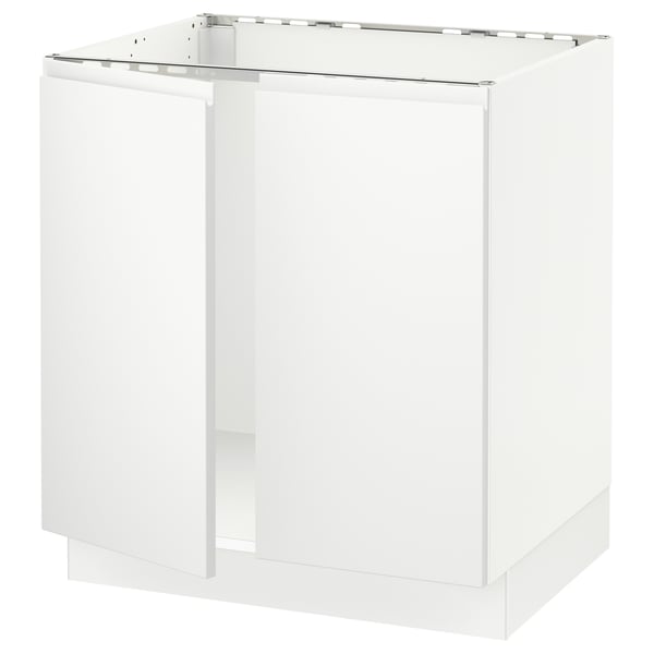 White kitchen cabinet, modern design, glossy finish, square shape.