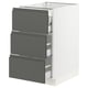 Modern kitchen cabinet in white with grey drawers. Sleek, integrated handles and high-quality material.