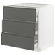 Ikea SEKTION kitchen unit, dark grey, three drawers, white frame, modern design.