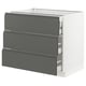 SEKTION kitchen unit in dark grey, modern design, three drawers, particleboard base.