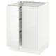 A white SEKTION kitchen cabinet with high gloss finish and metal shelves.
