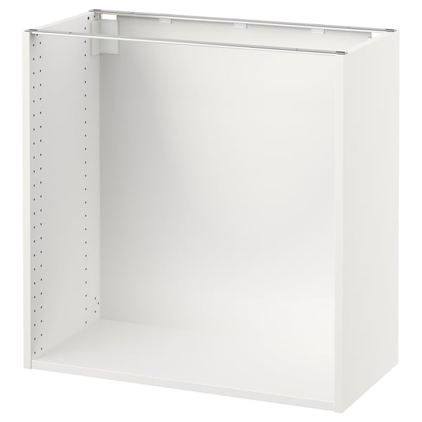 White SEKTION kitchen cabinet, rectangular, metal-lined, open-top.