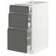 SEKTION kitchen unit in white with 3 grey drawers, modern & sleek design.