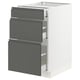 SEKTION kitchen storage unit, white with 3 grey drawers, sleek modern design.
