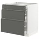 Grey SEKTION kitchen with dark drawers and white frame.