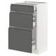 SEKTION kitchen unit, grey, three drawers, modern, white frame.