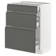 Ikea SEKTION kitchen cabinet, dark grey, white frame, three drawers.