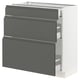 SEKTION kitchen unit, white & grey, modern design, 3 grey drawers, sleek handles.
