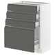 An ikea SEKTION white base kitchen cabinet with five grey drawers, modern design with integrated handles.