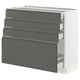SEKTION kitchen unit, grey drawers, modern design, four drawers, white frame.