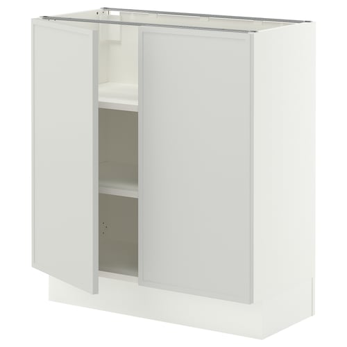 SEKTION Base cabinet with shelves/2 doors, white/Aspudden light grey, 76x37x76 cm