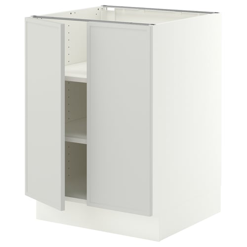 SEKTION Base cabinet with shelves/2 doors, white/Aspudden light grey, 61x61x76 cm