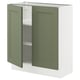 SEKTION kitchen cabinet: white base, green doors, recessed panels, adjustable shelves.