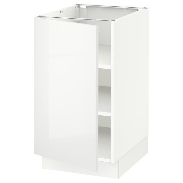 White glossy kitchen cabinet with adjustable shelves and silent close door.