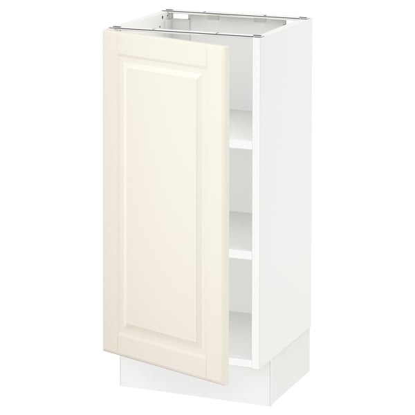 SEKTION kitchen cabinet in off-white with adjustable shelves and soft-close hinge.