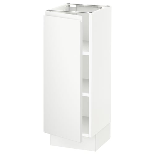 White SEKTION cabinet, modern, glossy, with sleek handle-less doors.