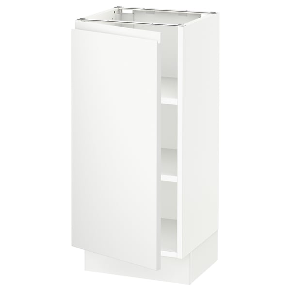 White high gloss kitchen cabinet with single door and adjustable shelves.