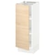 A white SEKTION kitchen cabinet with a light wood door. The cabinet a sleek, rectangular shape with an open door revealing adjustable shelves inside.