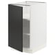 Modern kitchen cabinet, white with black door, two shelves, sleek design.