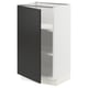 SEKTION kitchen cabinet, black door, open right, adjustable shelves, white base.