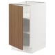 A modern white SEKTION kitchen cabinet with a wooden door open. It adjustable shelves and a sleek design.