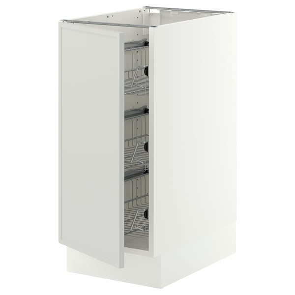 SEKTION Base cabinet with wire baskets, white/Aspudden light grey, 38x61x76 cm