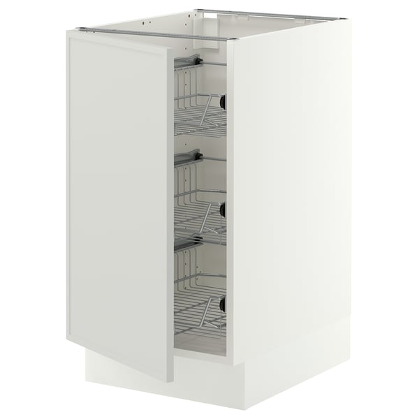 SEKTION Base cabinet with wire baskets, white/Aspudden light grey, 46x61x76 cm