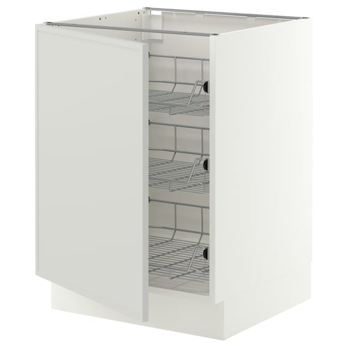 SEKTION Base cabinet with wire baskets, white/Aspudden light grey, 61x61x76 cm