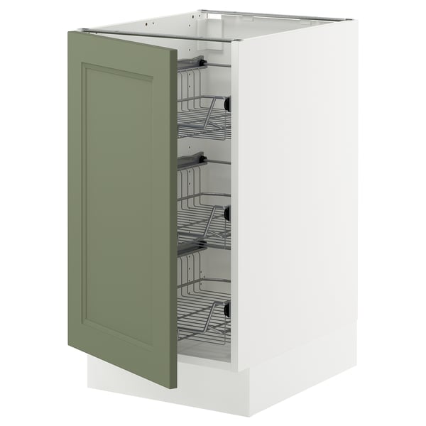 IKEA SEKTION cabinet, grey-green, pull-out baskets.