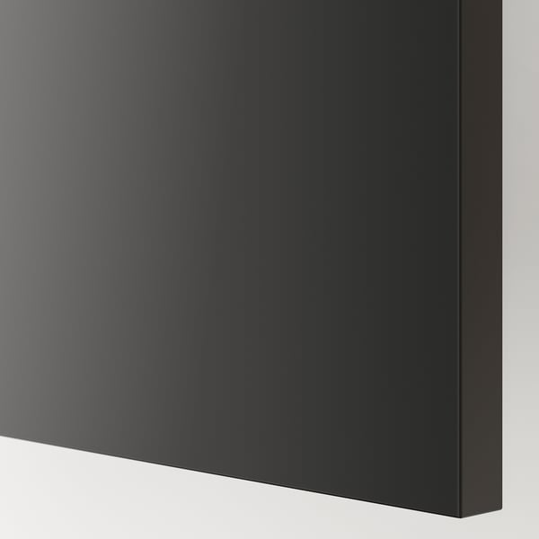 Sleek black kitchen cabinet door with modern finish, smooth surface, and sturdy construction.