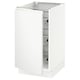 SEKTION: modern white kitchen cabinet with integrated handles, featuring wire drawers for storage.