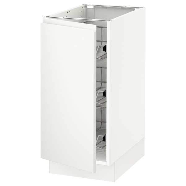 SEKTION white kitchen cabinet with pull-out baskets, sleek design.
