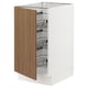 SEKTION cabinet with walnut door and wire pull-out basket.