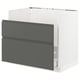 SEKTION kitchen unit in dark grey with two drawers, white frame, modern design.