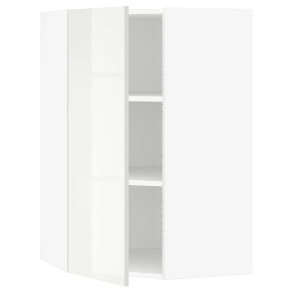High gloss white SEKTION kitchen cabinet, modern, rectangular, snap-on hinges.