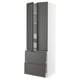 SEKTION kitchen unit, tall, white with dark grey drawers and cabinet doors, minimalist design, metallic handles.