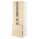 White SEKTION kitchen cabinet with light wood doors & drawers.