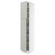 Ikea SEKTION tall white kitchen cabinet with light grey doors and wire shelves.