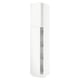 A white SEKTION kitchen cabinet with modern, minimalist design. The cabinet smooth, minimal handles and houses multiple wire shelves for storage.